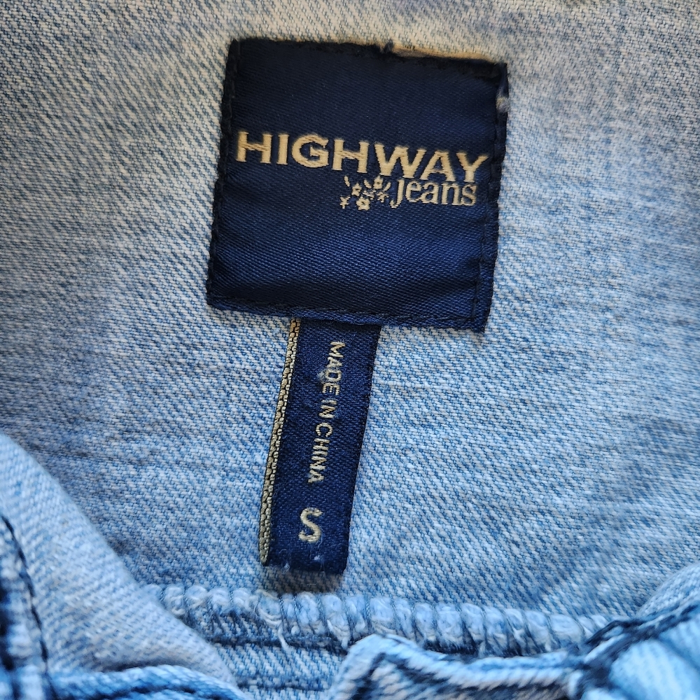Girl's Highway Jeans Light Wash Jean Jacket Roll Up Sleeves Size S - Picture 7 of 9